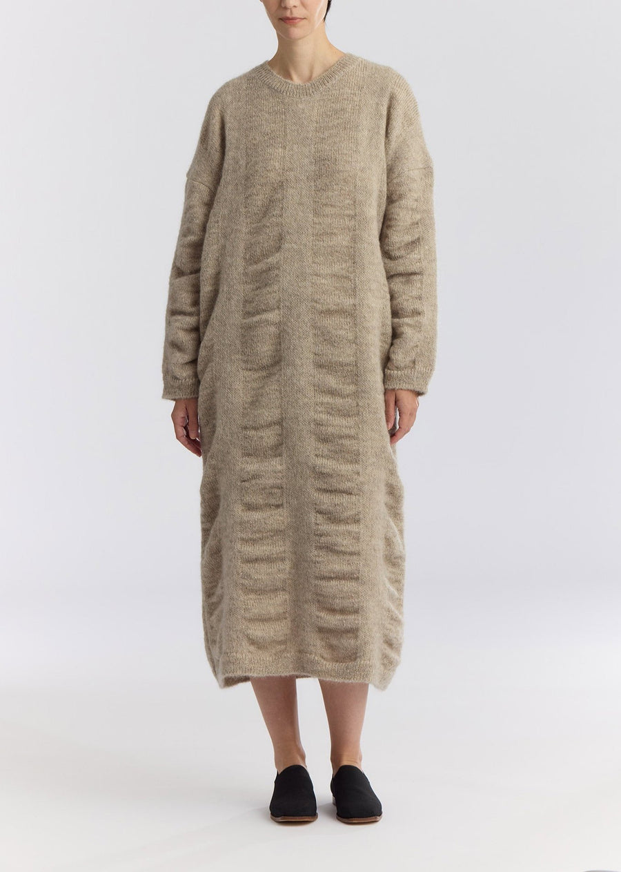 WATERFALL KNIT DRESS - NATURAL