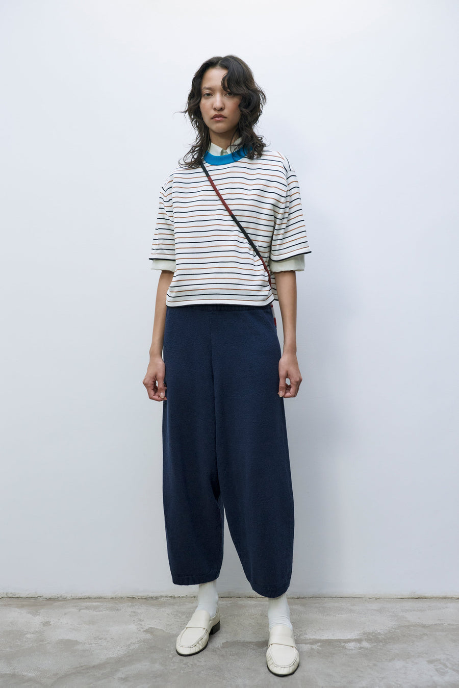 COTTON KNITTED PANTS - NAVY