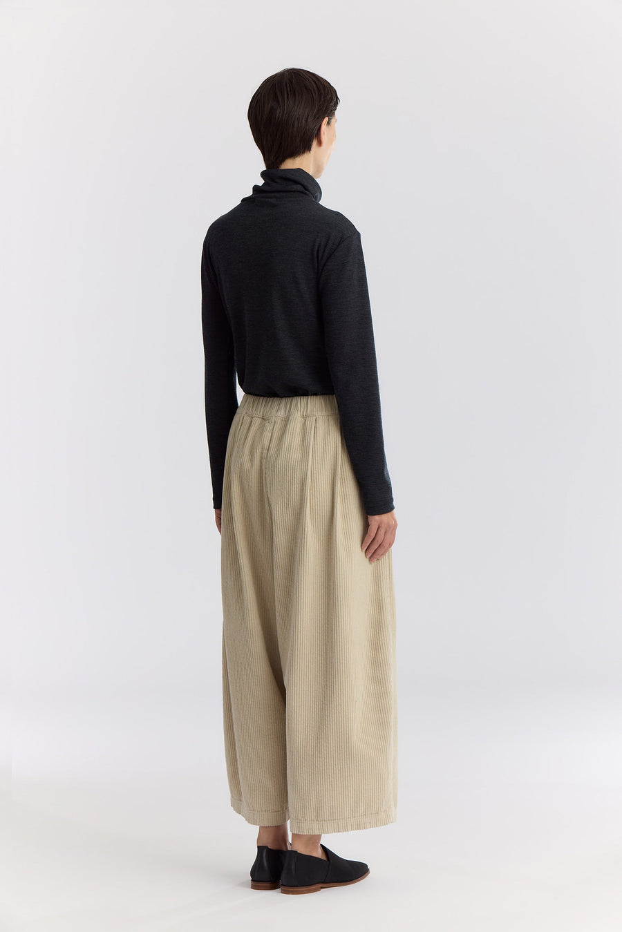 CORDUROY WIDE PANTS - IVORY