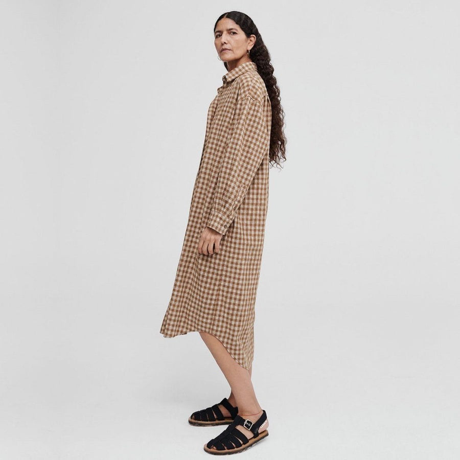PRE- LOVED - CORDERA - GINGHAM SHIRT DRESS - O/S