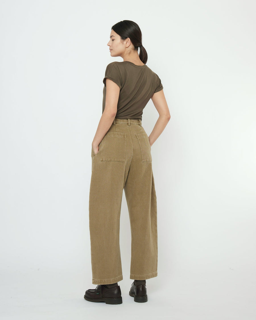 TAILORED CURVE LEGGED TROUSER - KELP