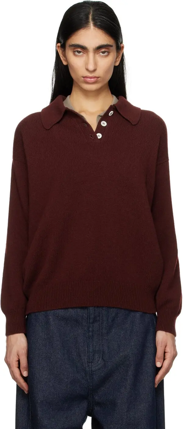 EDITH POLO SWEATER - BURGUNDY