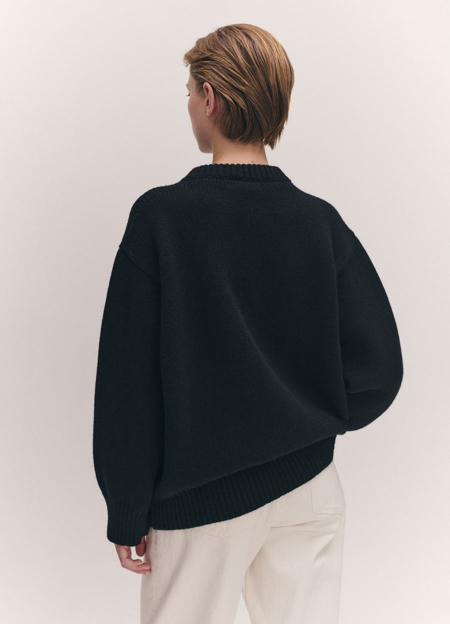 CARAGH CHUNKY CREWNECK - BLACK