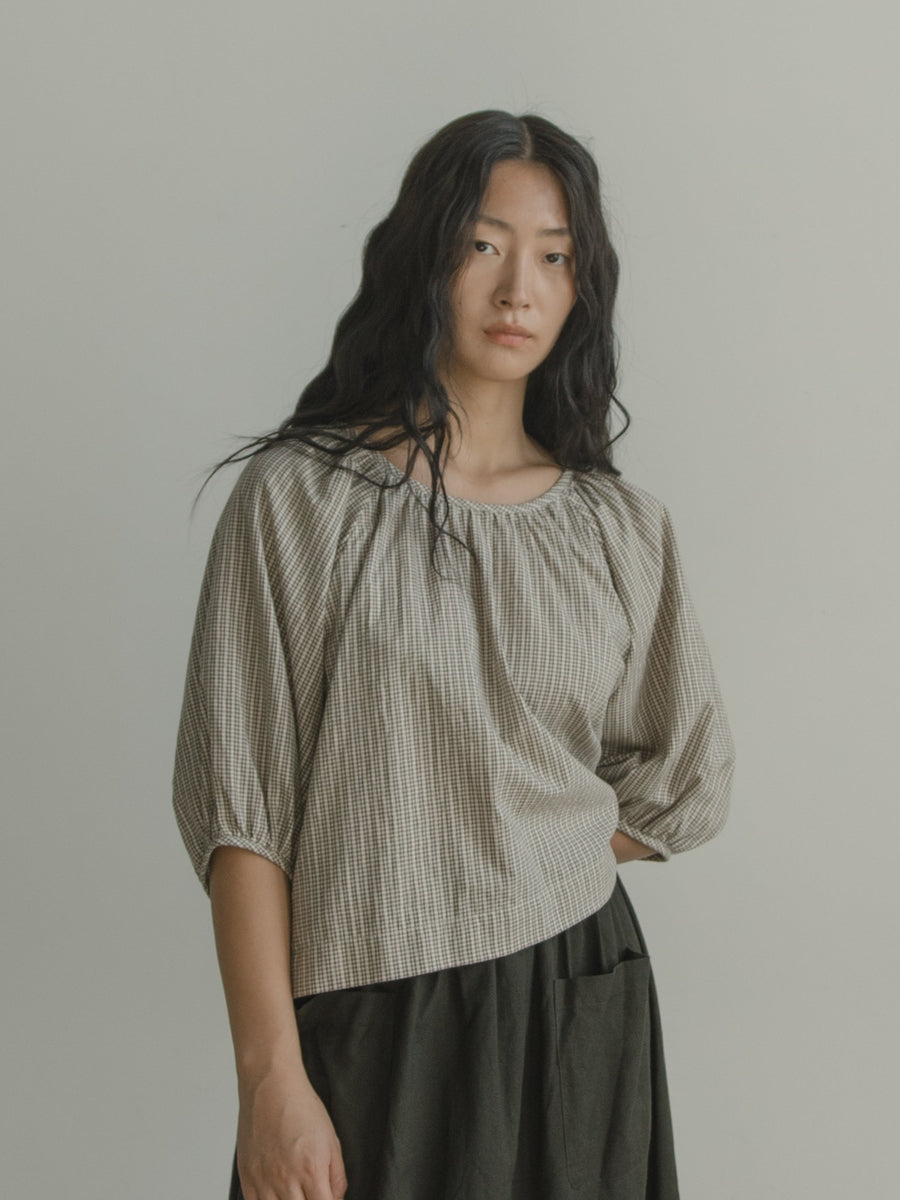 SIMONE TOP - MOSS CHECK