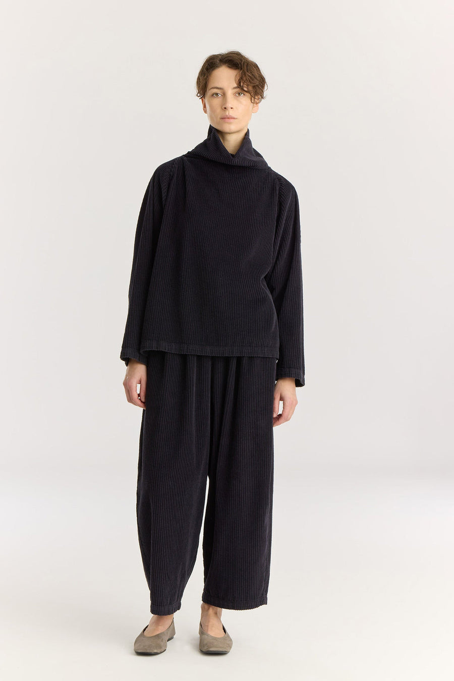 CORDUROY TUBE TOP - DARK NAVY