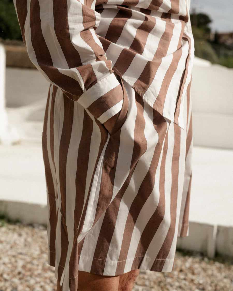 STAVE SHORT - BROWN WIDE STRIPE