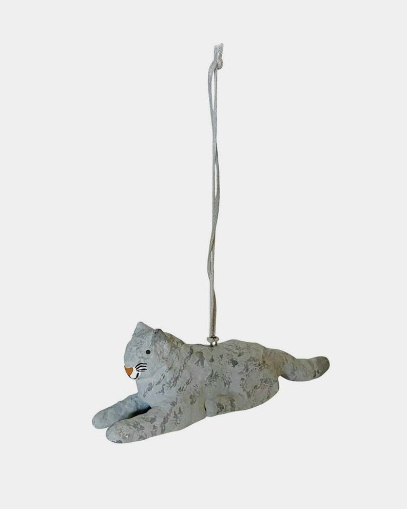 ORNAMENT - PAPER MACHE - TABBY CAT