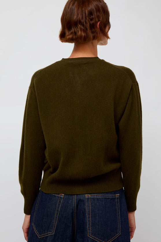 ADA CREWNECK CARDIGAN - MILITARY GREEN