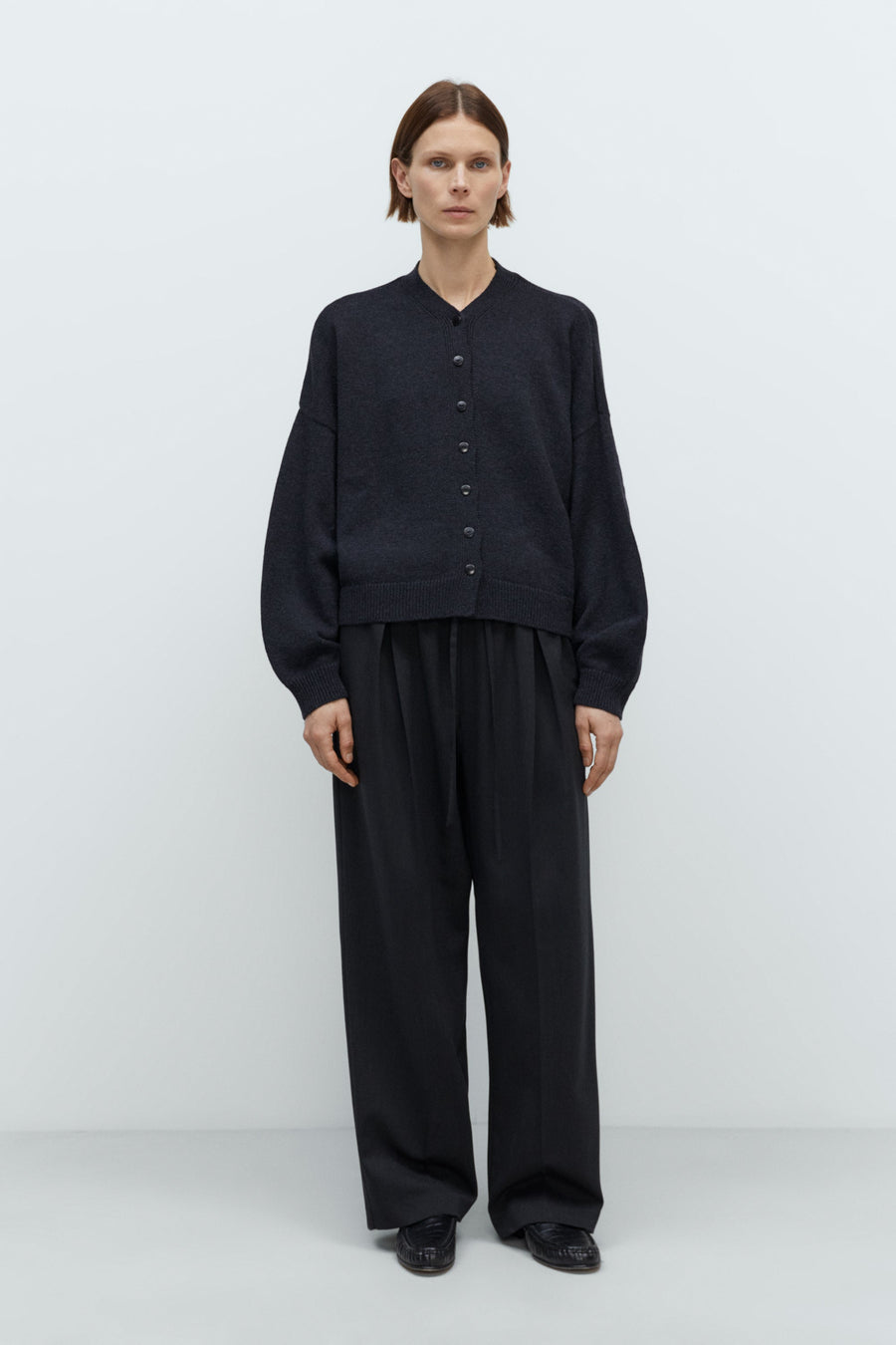MERINO WOOL CARDIGAN - ANTHRACITE