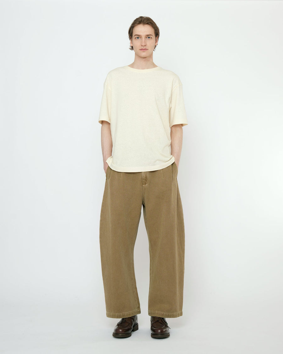 TAILORED CURVE LEGGED TROUSER - KELP