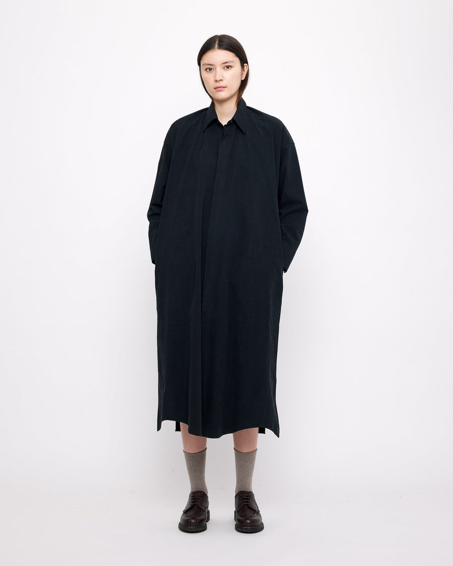 COCOON MAXI SHIRT DRESS - BLACK