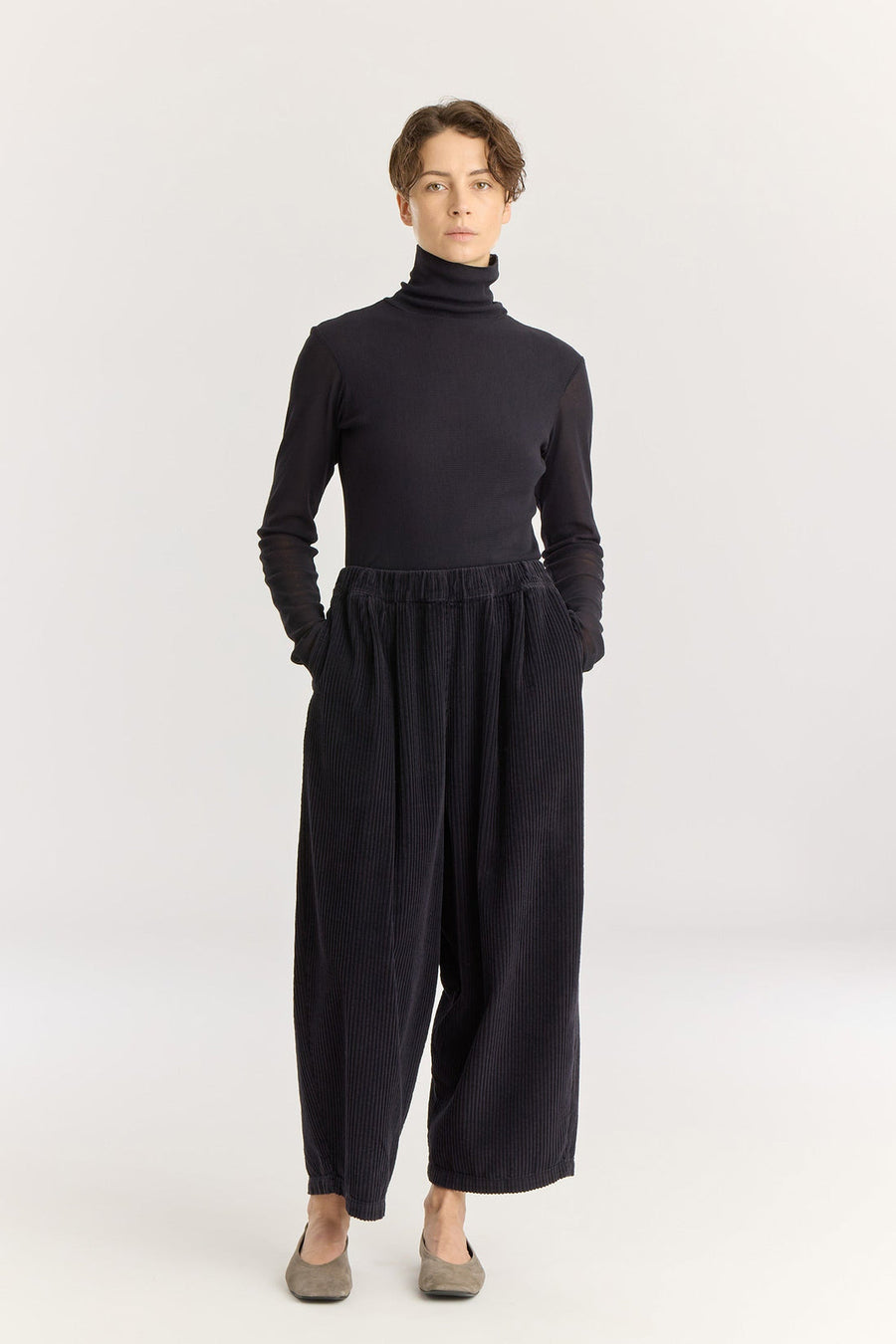 CORDUROY WIDE PANT - DARK NAVY