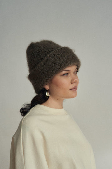 CLOUD MOHAIR BEANIE - TAUPE