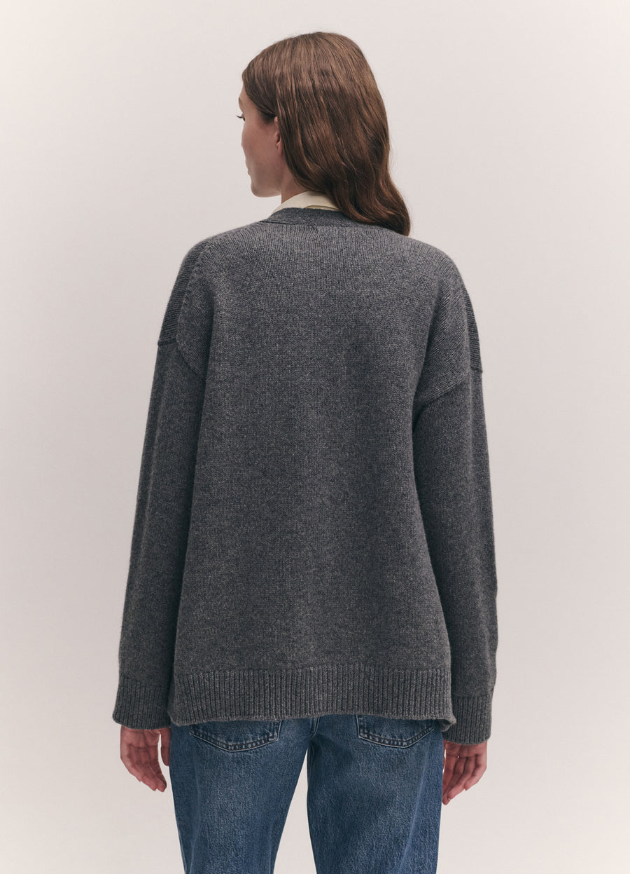 MAURA V-NECK CARDIGAN - DERBY GREY