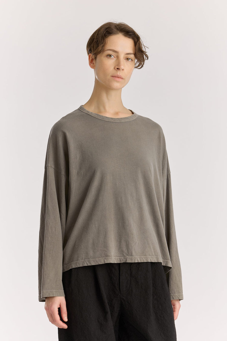 WIDE LONGSLEEVE  TEE - DARK STONE