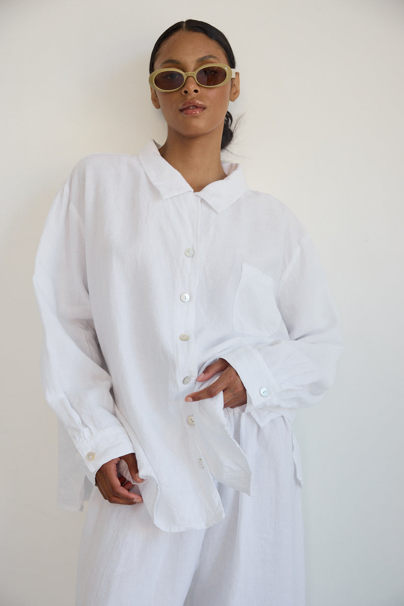 LINEN OXFORD SHIRT - WHITE