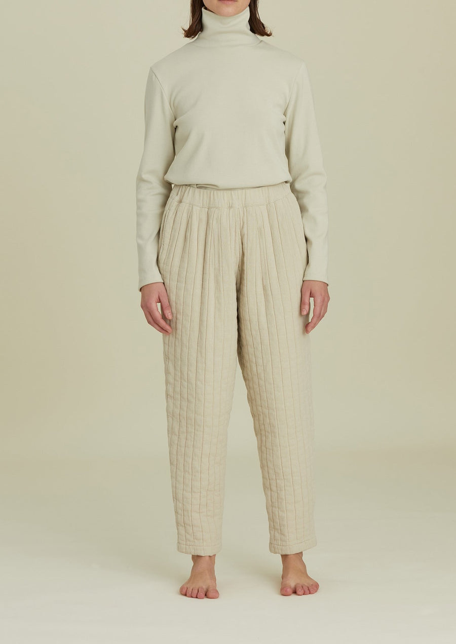 QUILTED EASY PANTS - IVORY