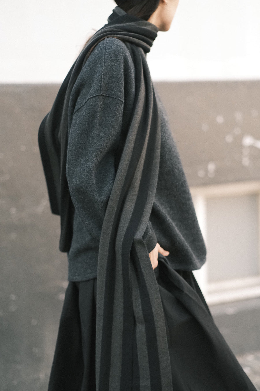 LONG SCARF - GREY STRIPES