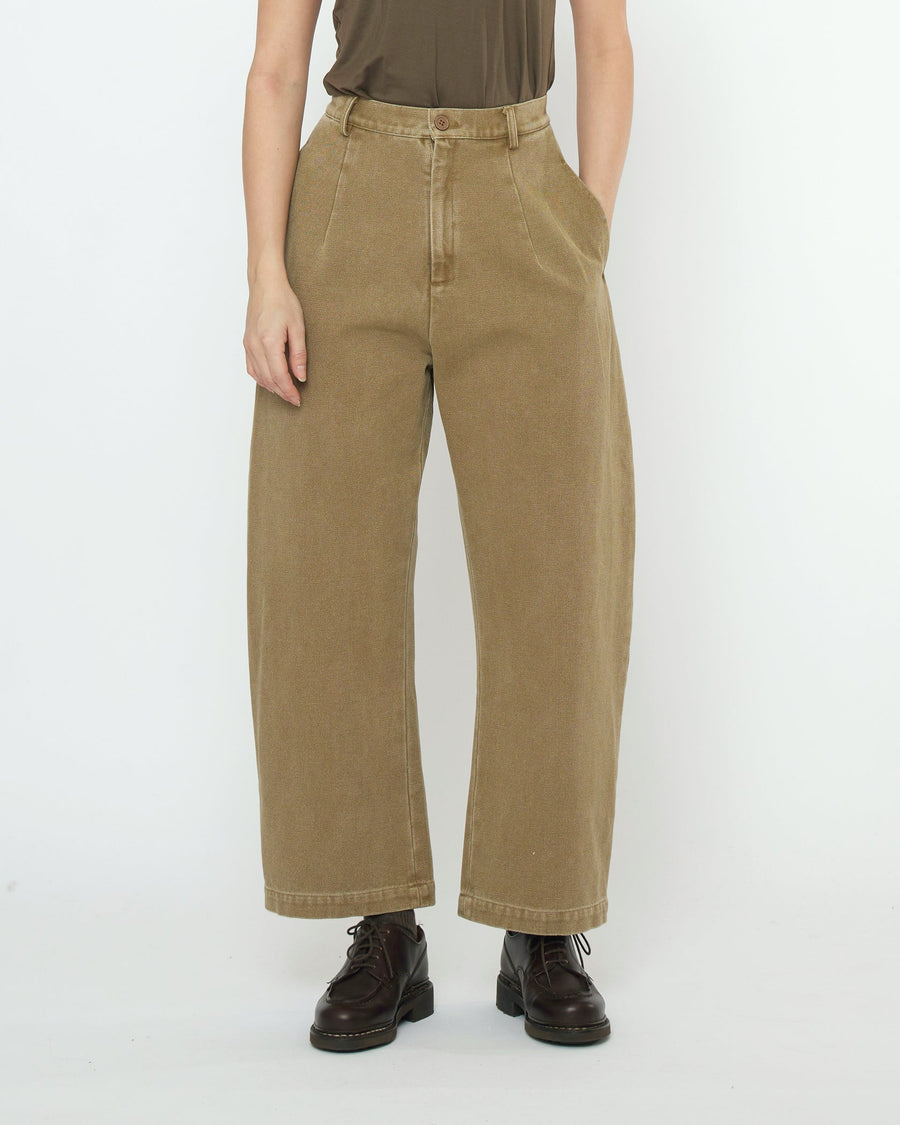 TAILORED CURVE LEGGED TROUSER - KELP