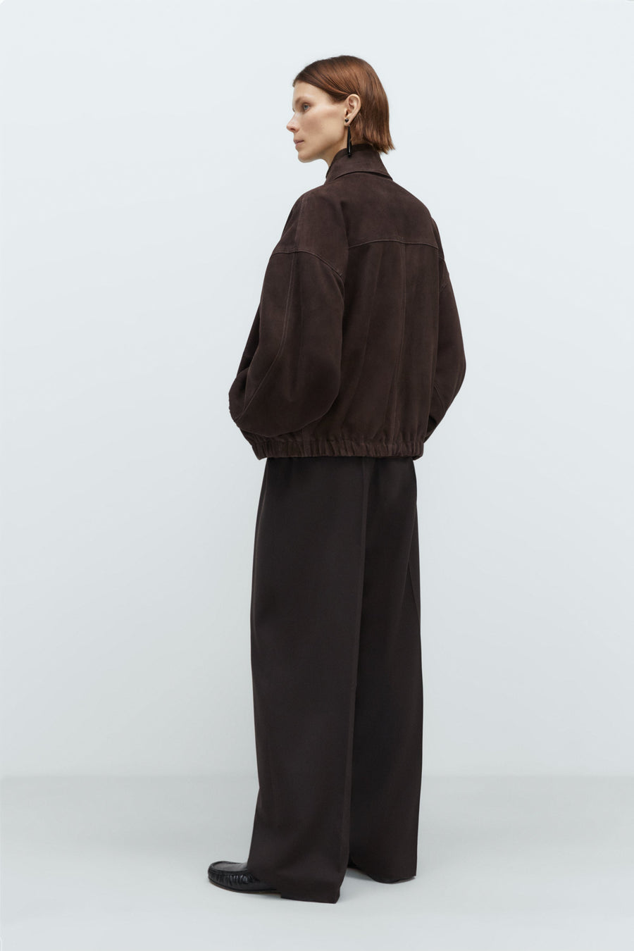 SUEDE BOMBER JACKET - BROWN
