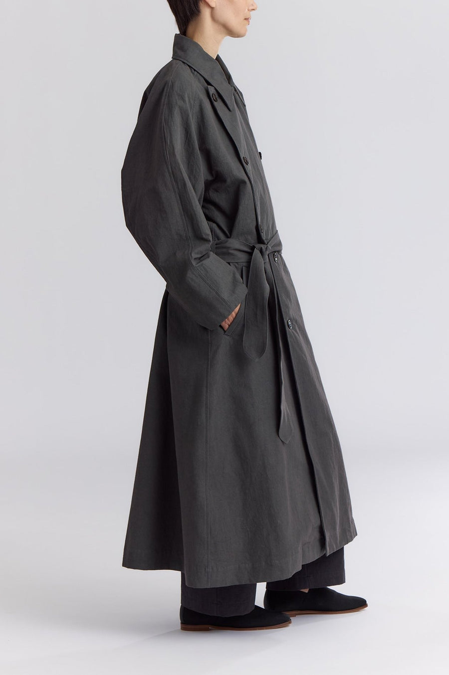 LONG TRENCH COAT - SLATE