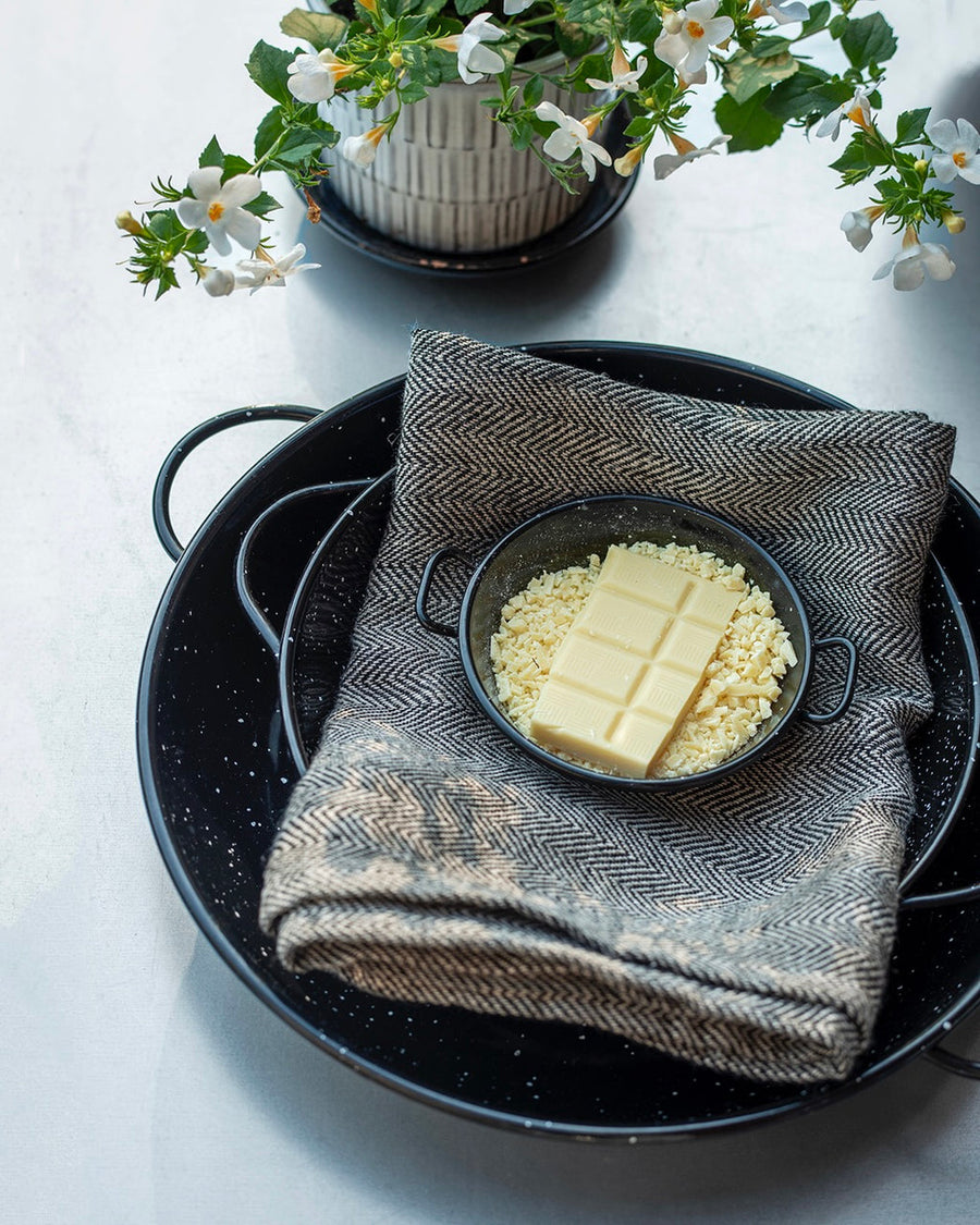 LINEN TEA TOWEL -CHARCOAL HERRINGBONE