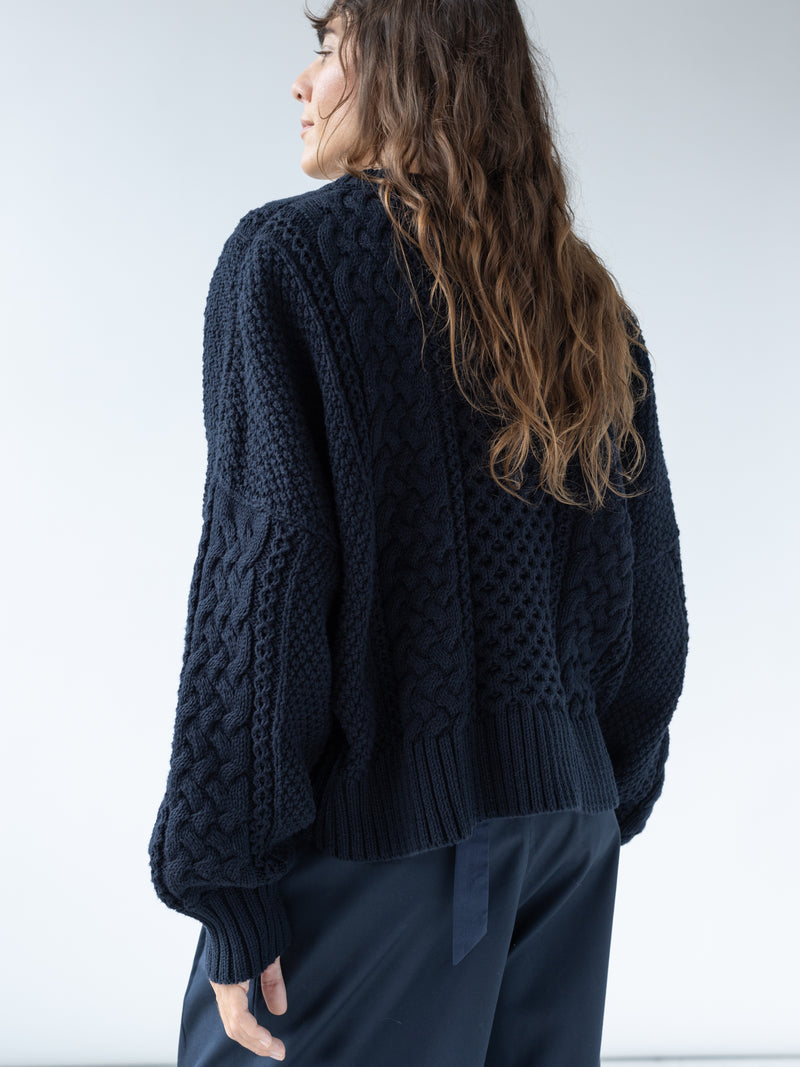 FISHERMAN SWEATER - NAVY