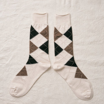 ALPACA/YAK ARGYLE SOCKS - NATURAL