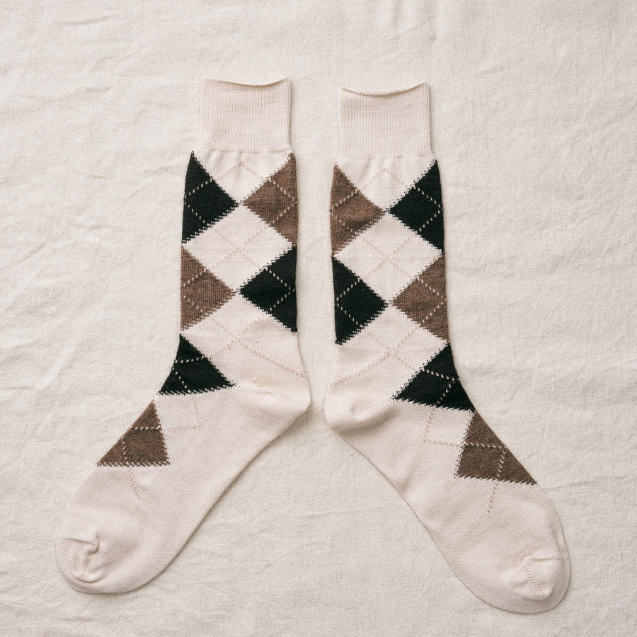 ALPACA/YAK ARGYLE SOCKS - NATURAL