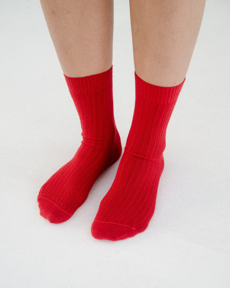 RIB ANKLE SOCK -  TEAM RED