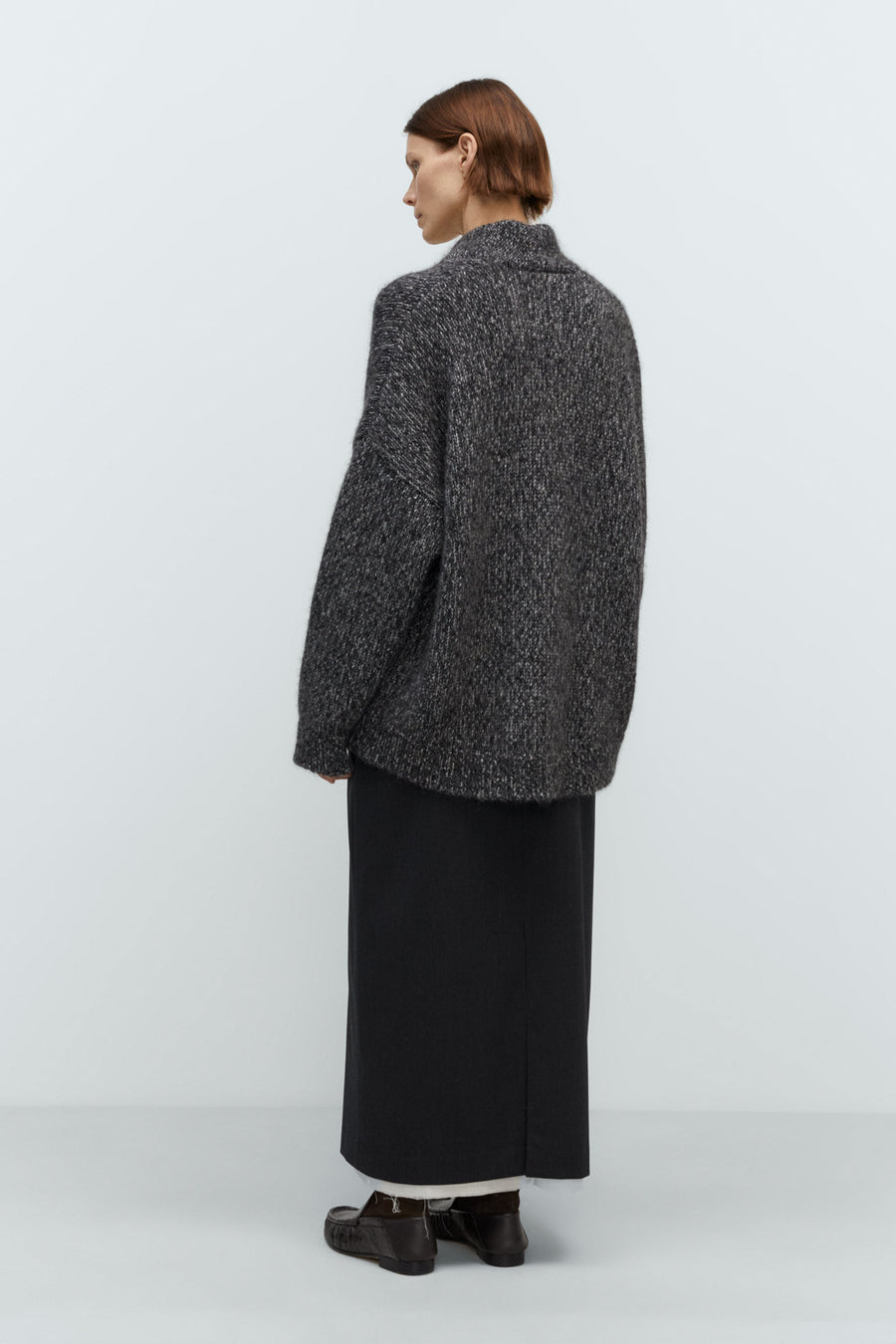 OVERSIZED CARDIGAN - BLACK MELANGE
