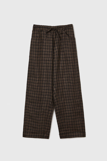 LINEN RELAXED CHECKERED PANTS