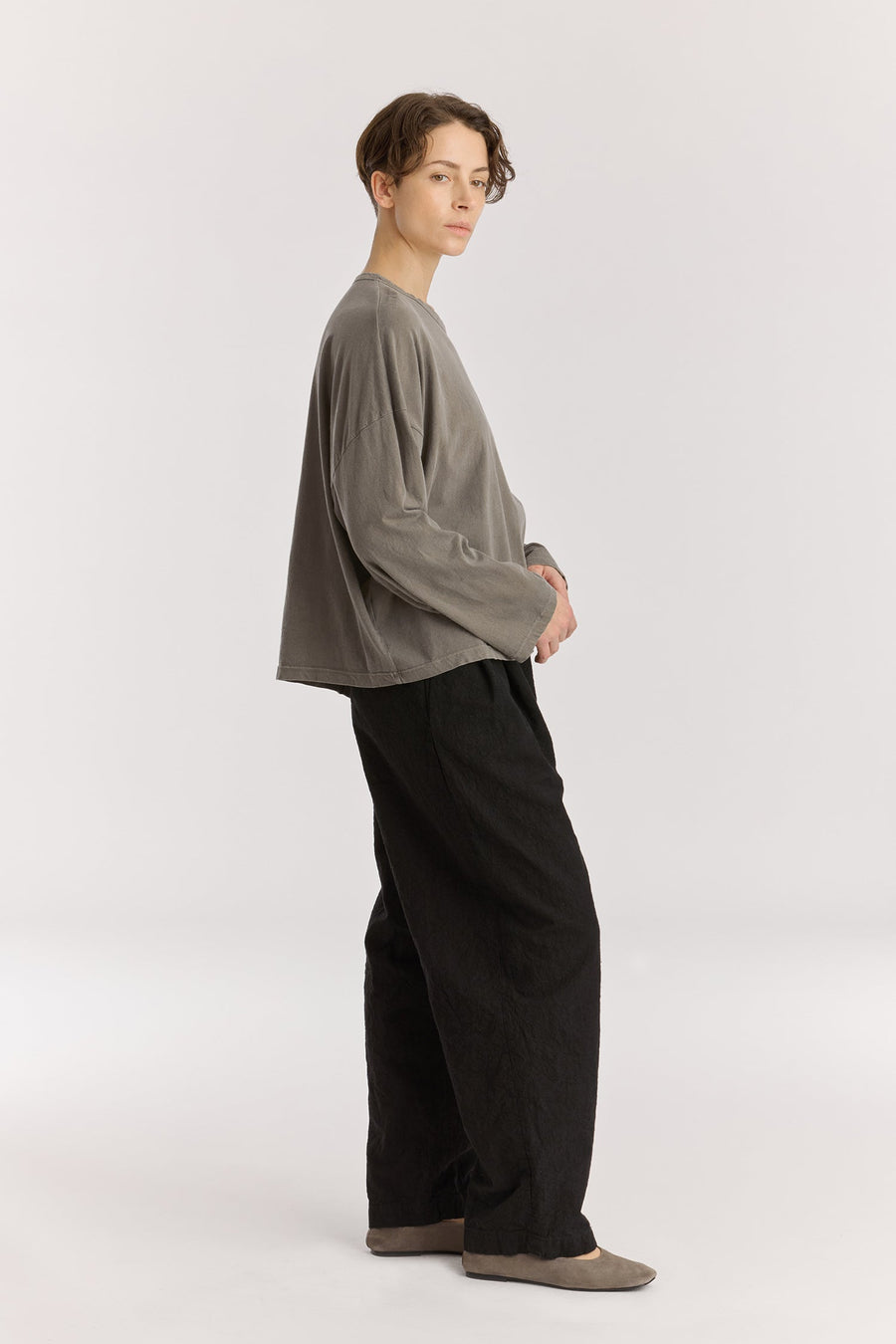WIDE LONGSLEEVE  TEE - DARK STONE