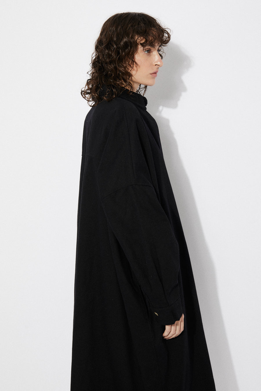 PICA OVERSIZED COTTON SHIRT DRESS - BLACK