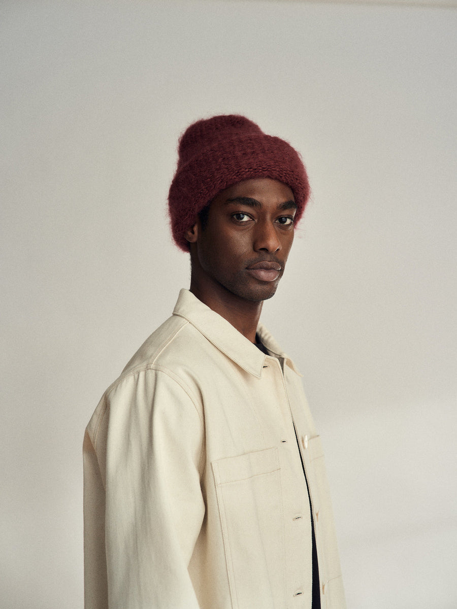 CLOUD MOHAIR BEANIE - BURGUNDY