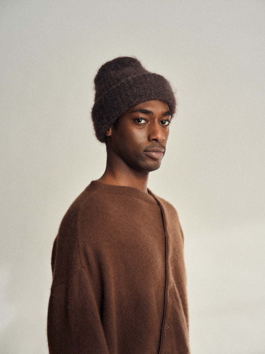 CLOUD MOHAIR BEANIE - COCOA BROWN