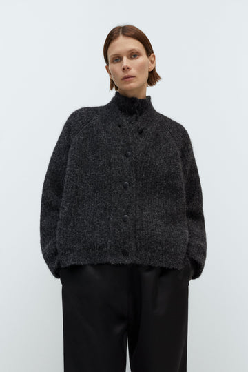 BABY ALPACA CARDIGAN - ANTHRACITE