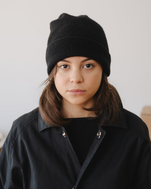 WHIT CASHMERE BEANIE - BLACK