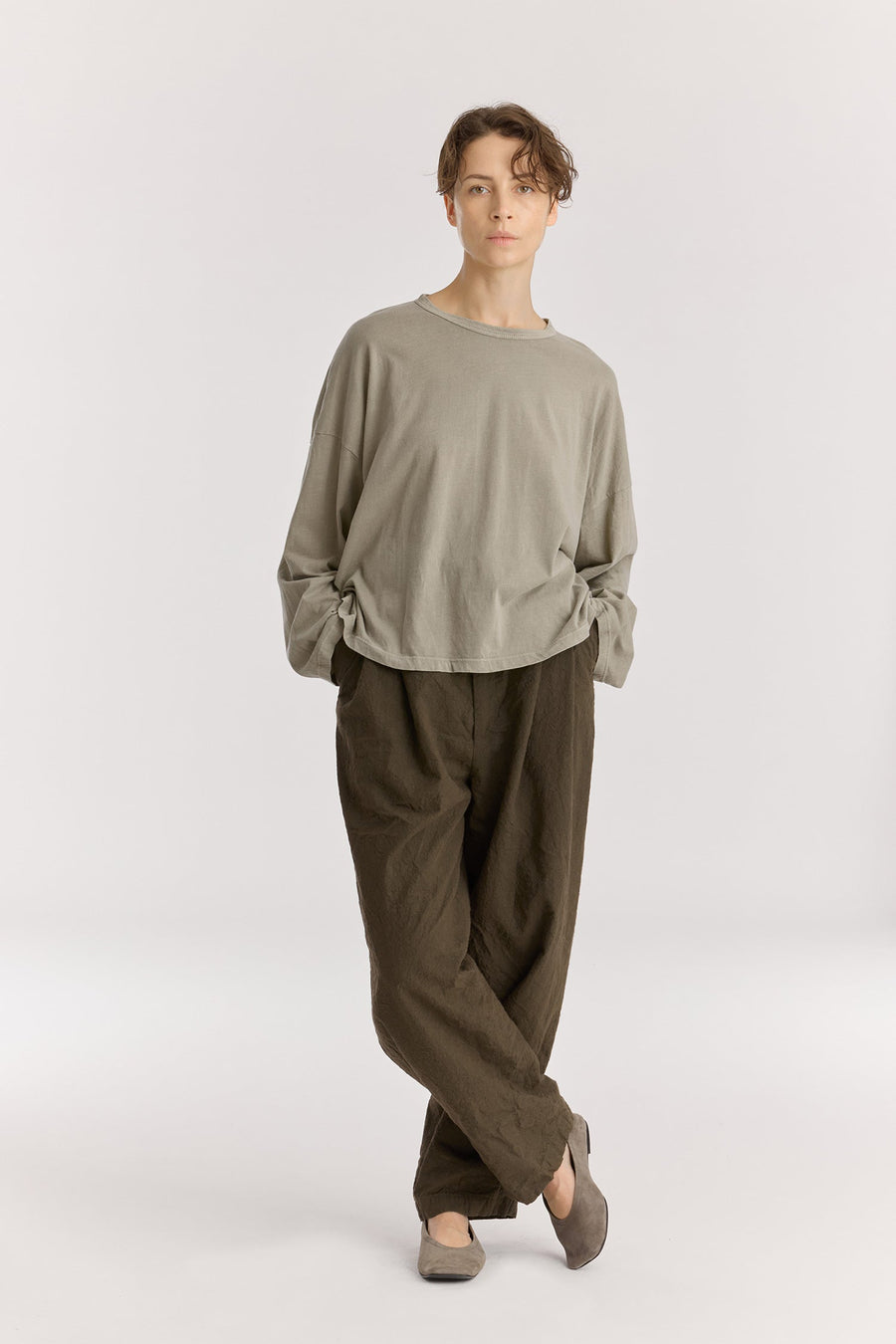 WIDE LONGSLEEVE  TEE - LIMESTONE