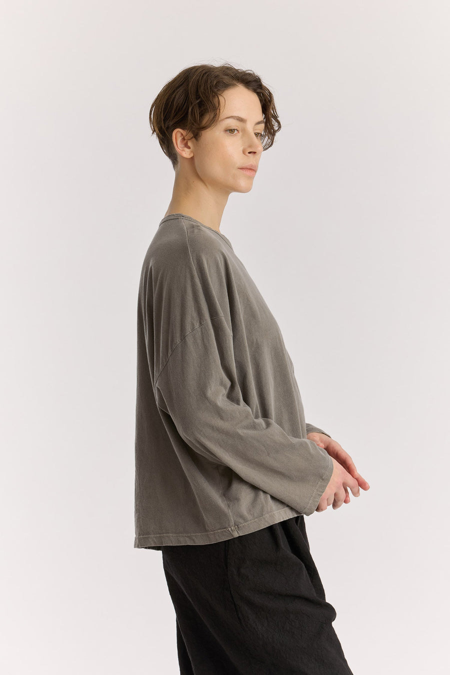 WIDE LONGSLEEVE  TEE - DARK STONE