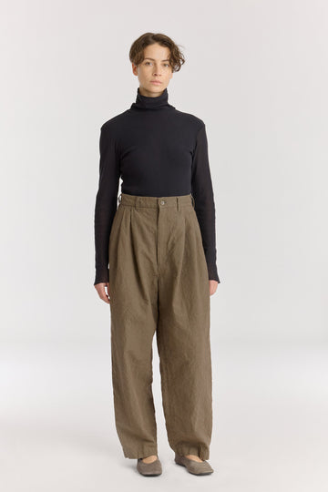 CRINKLED TROUSER - KHAKI