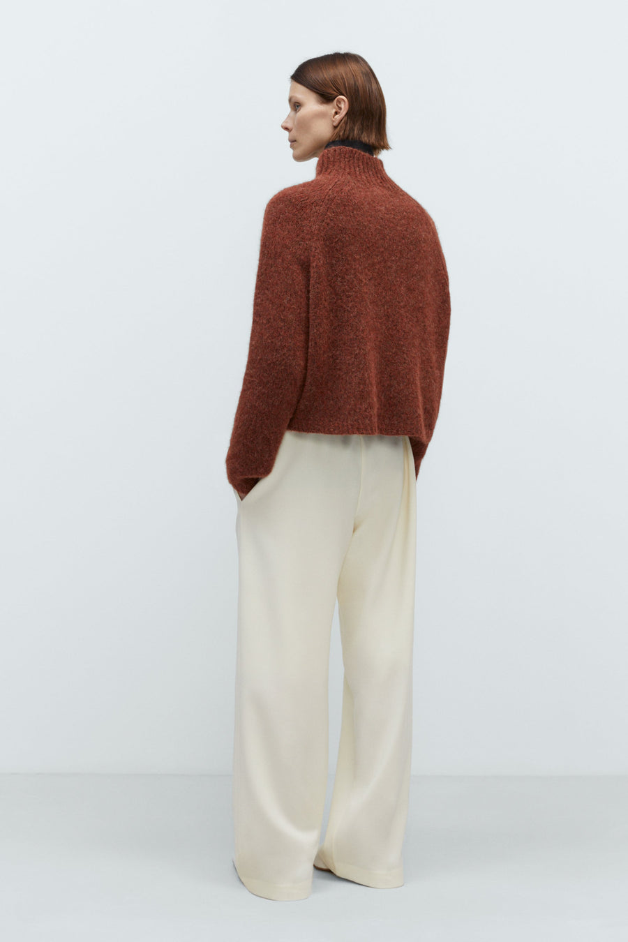 BABY ALPACA POLO SWEATER - TERRACOTA