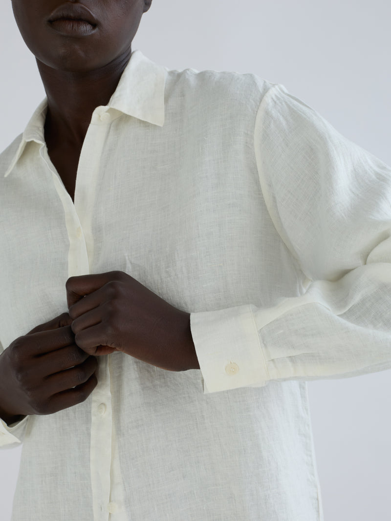CLASSIC LINEN BUTTON DOWN - SALT