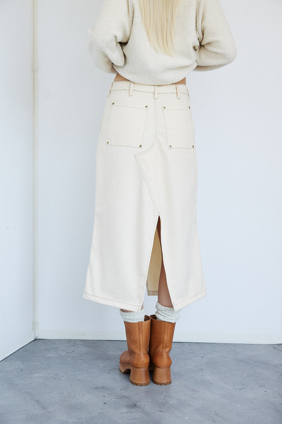 PRE- LOVED - BOHEME GOODS - NATURAL BULL DENIM SKIRT - M/L