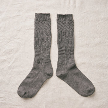 ORGANIC COTTON/YAK PATTERN SOCKS - GREY