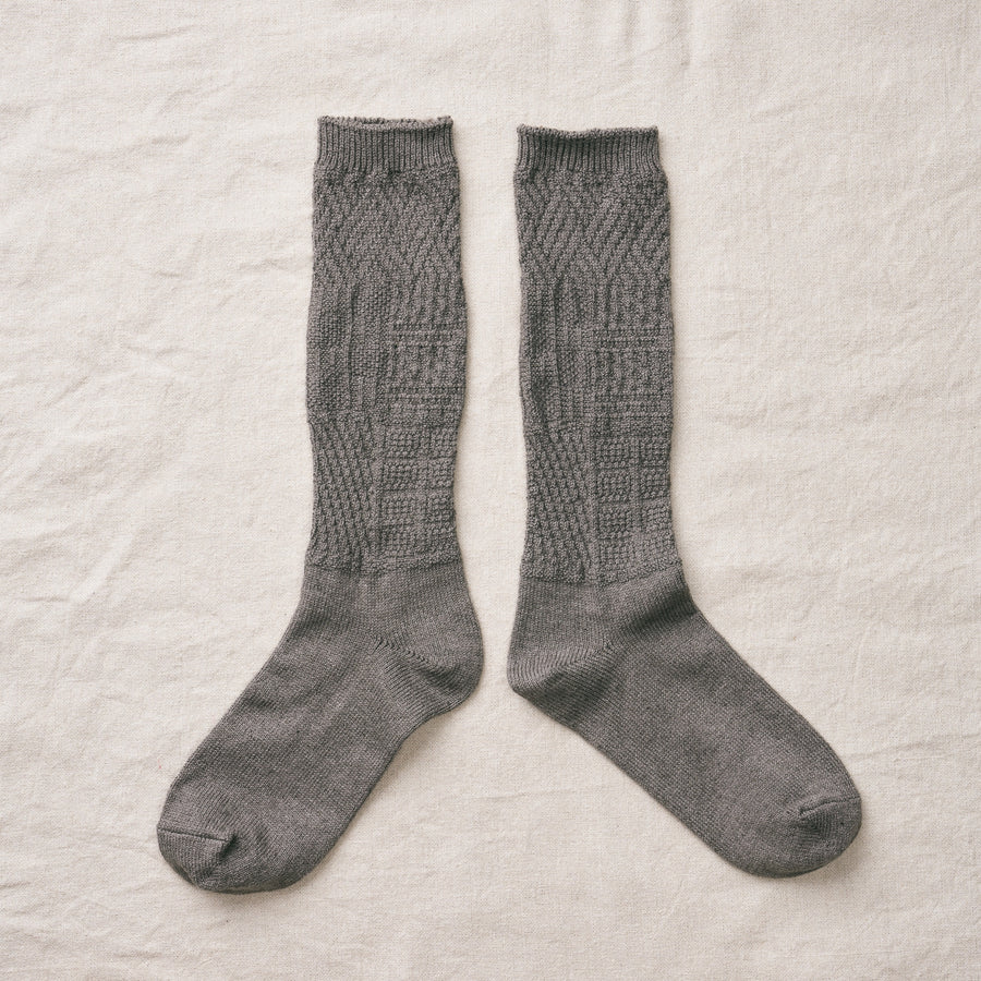 ORGANIC COTTON/YAK PATTERN SOCKS - GREY
