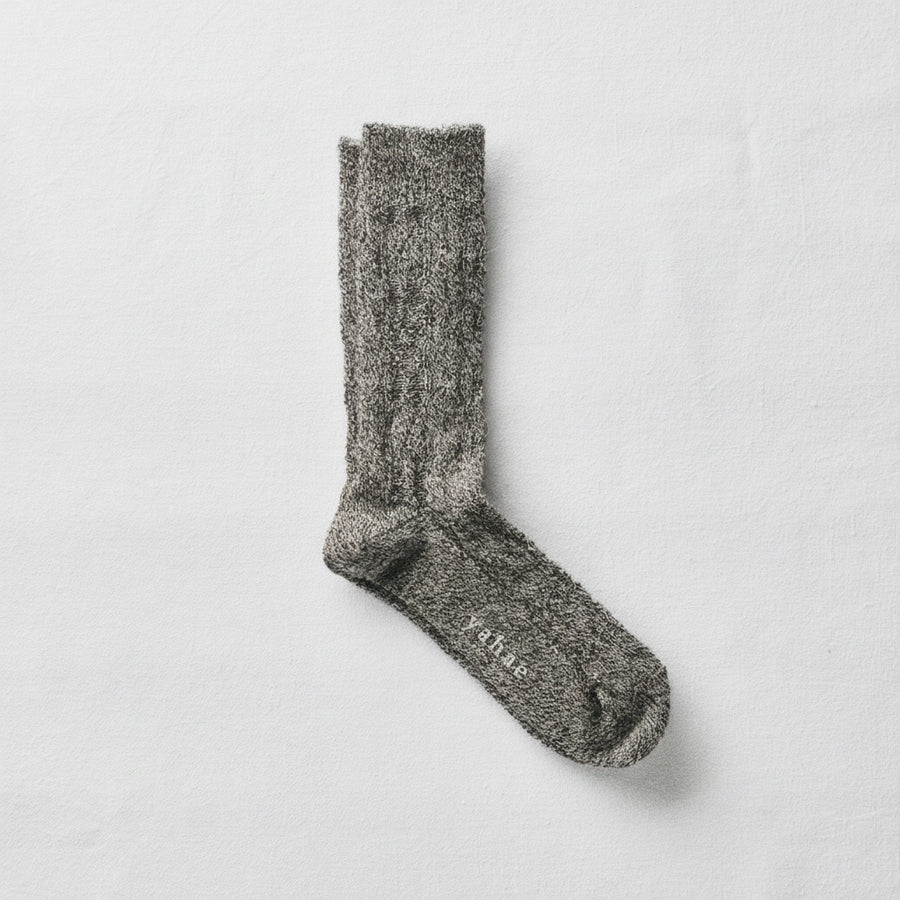 ALPACA CABLE PATTERN SOCKS - GREY MELANGE