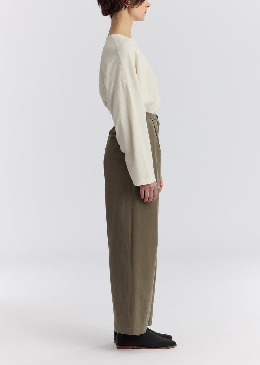 STRAIGHT TROUSERS - DARK OLIVE