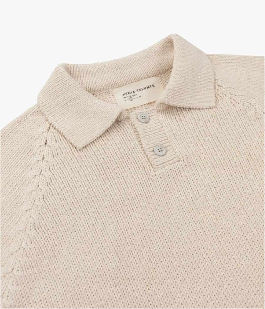 COTTON KNIT POLO - UNDYED