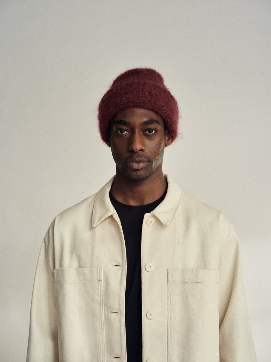 CLOUD MOHAIR BEANIE - BURGUNDY